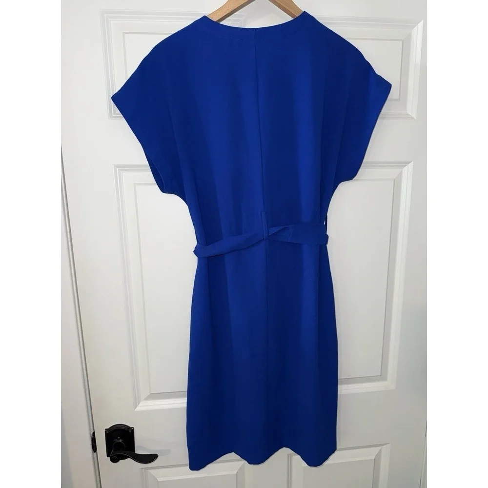 Lumiere Royal Blue Tie Waist Split V-Neck Shift Dress RD30430 Womens Medium